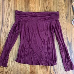 Maroon off shoulder long sleeve